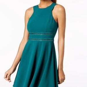 Sleeveless Teal Fit-and-Flare Dress